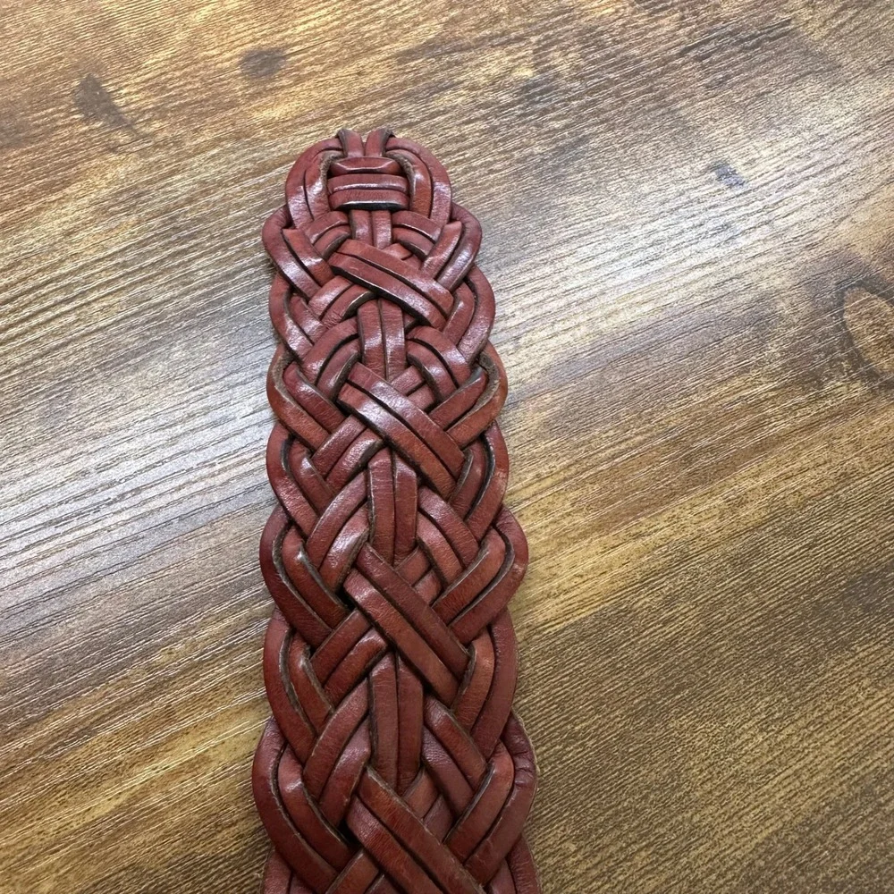Harold's Mens Cognac Brown Braided Genuine Leather Belt Made in Turkey‎ Size M